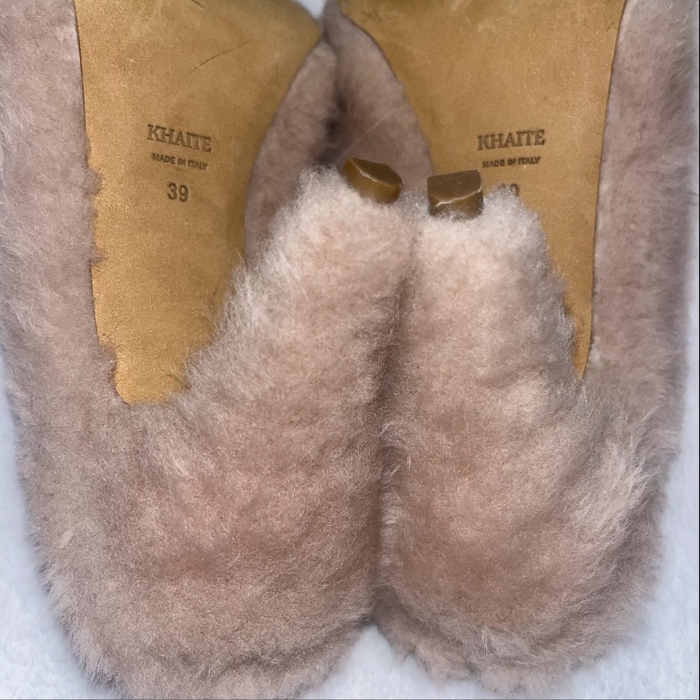 KHAITE Pink Shearling Mules Slide Sandals Heels 9 Marion Fuzzy Party New 🟠 - Picture 10 of 11